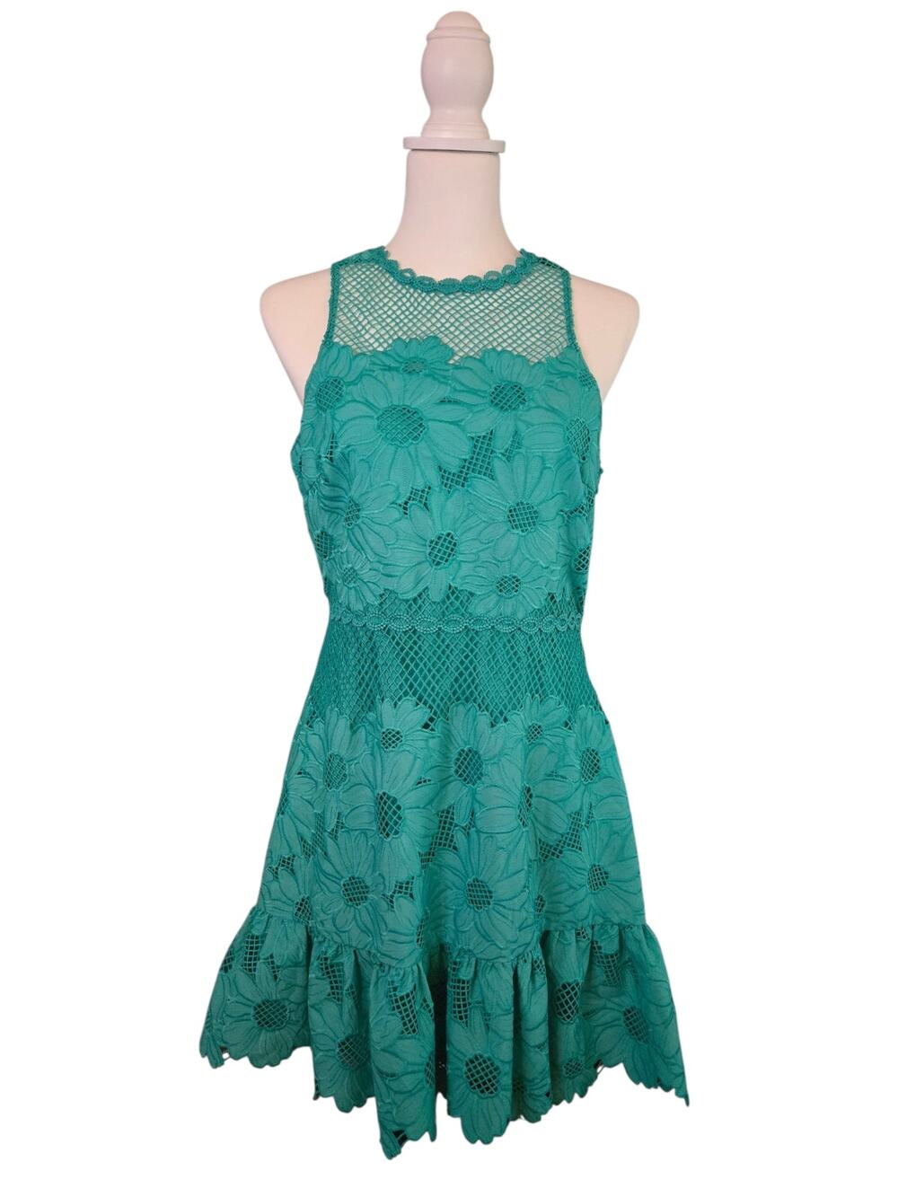 Sunflower Lace Mini Dress M Coquette Floral Summer Going Out Saylor Wanda NWT